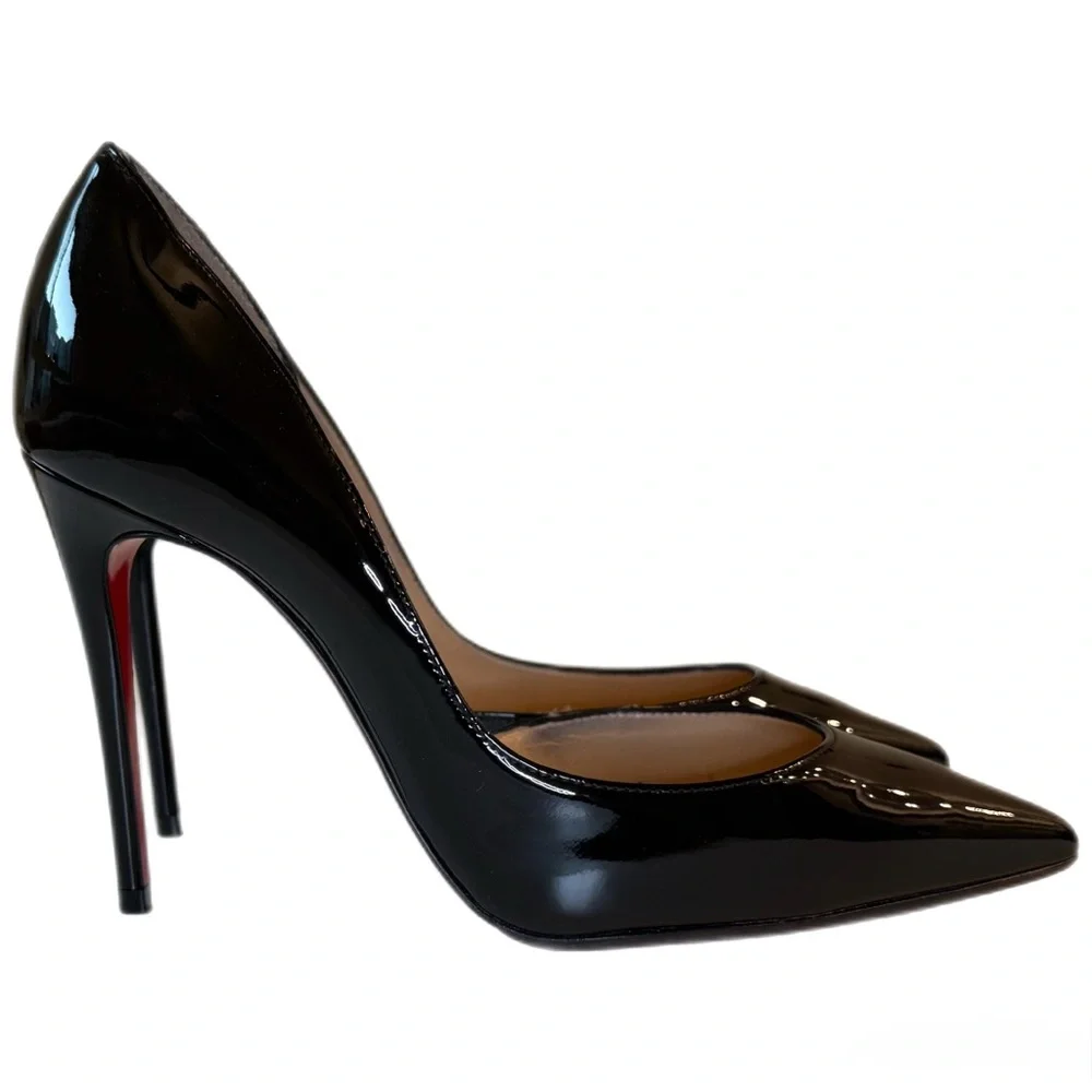 Christian Louboutin Iriza Glossy Black Heels with Iconic Red Soles - Picture 2 of 13
